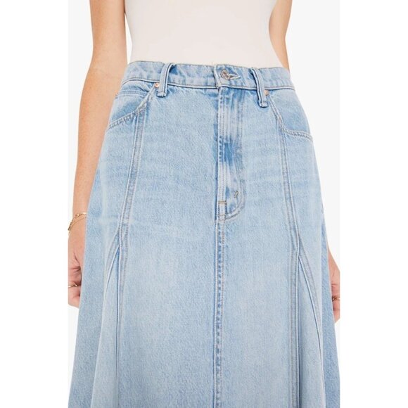 MOTHER Superior The Full Swing Fray Denim Skirt Womens Sz 27 I'm With The Band - Picture 2 of 14